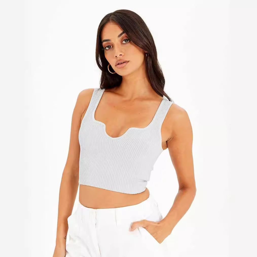Damer Crop-Top med vågskärning och fin ribbstruktur Mirla-Eva Jonsson