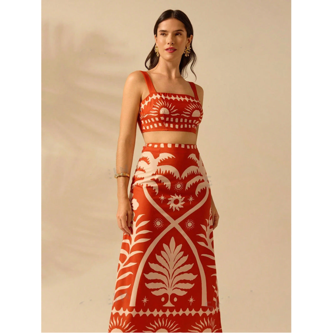 Damer Crop Top och Maxi Kjol Set Mirla-Eva Jonsson