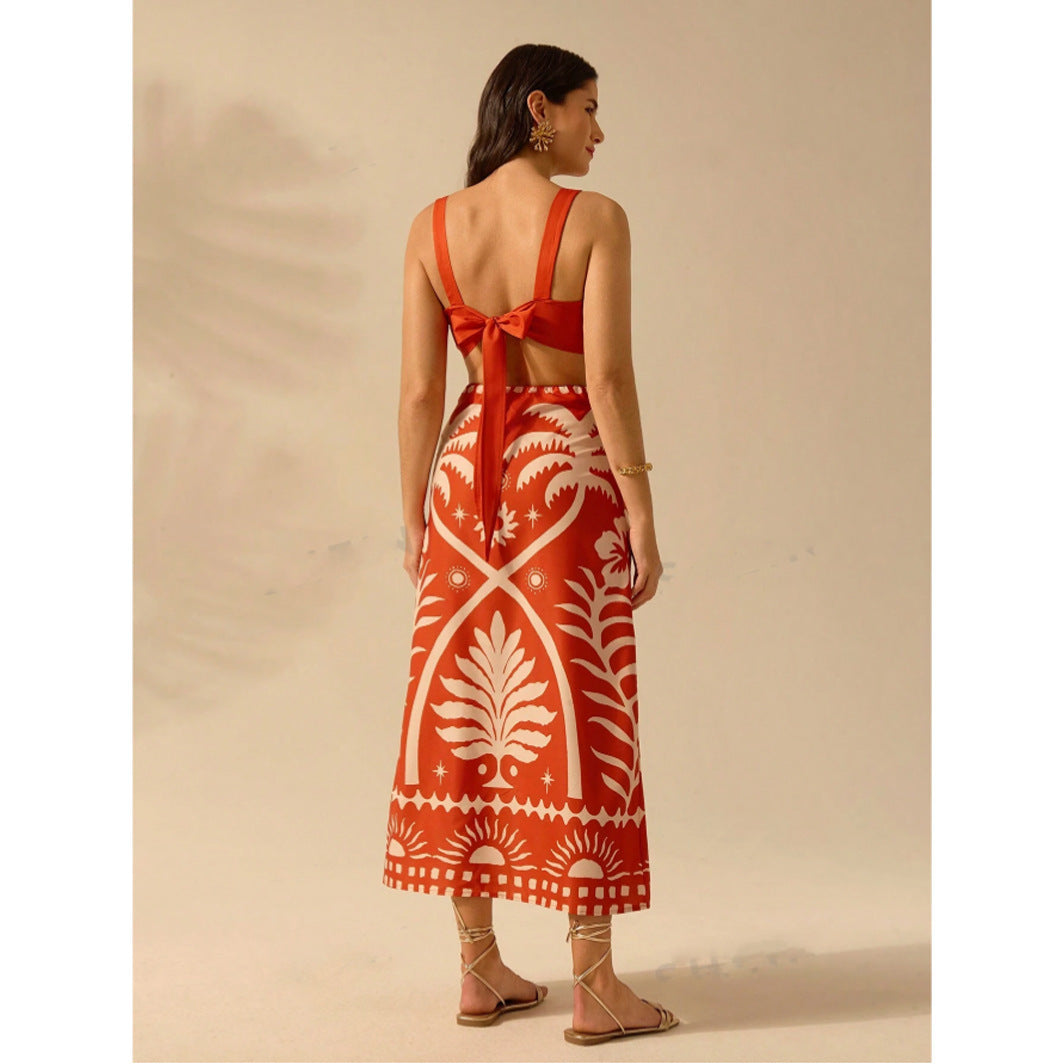 Damer Crop Top och Maxi Kjol Set Mirla-Eva Jonsson