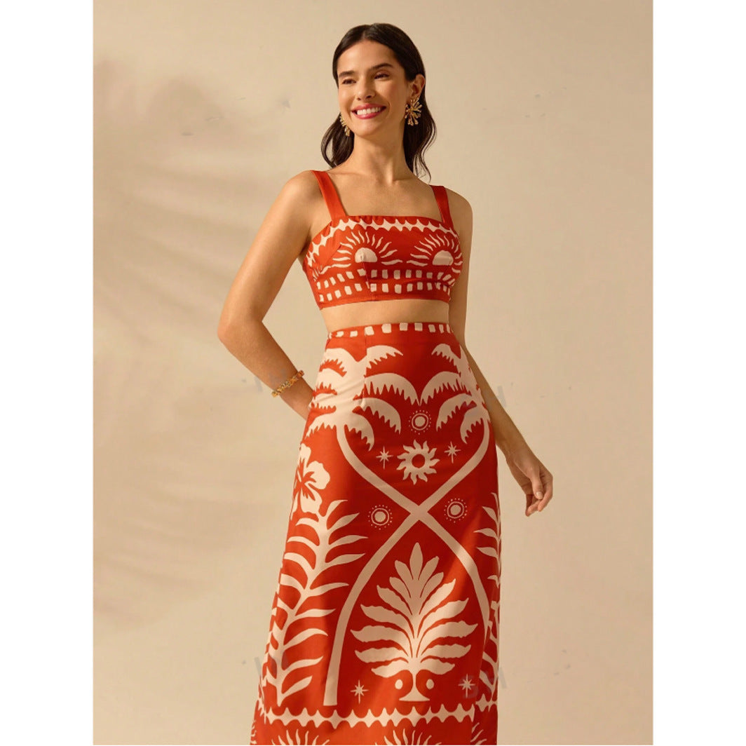 Damer Crop Top och Maxi Kjol Set Mirla-Eva Jonsson