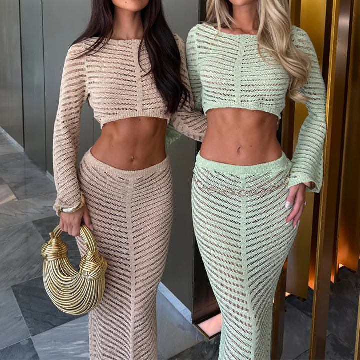 Damer Crop-Top och Maxi-Kjol Set Mirla-Eva Jonsson