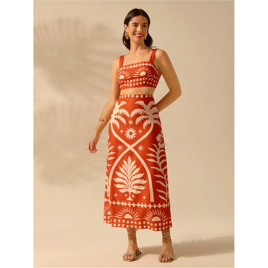 Damer Crop Top och Maxi Kjol Set Mirla-Eva Jonsson