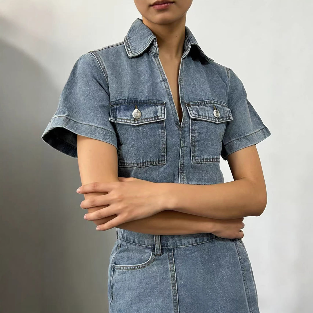 Damer Crop-Top och Mini kjol Set i avslappnad stil Mirla-Eva Jonsson