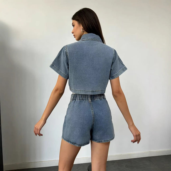 Damer Crop-Top och Mini kjol Set i avslappnad stil Mirla-Eva Jonsson