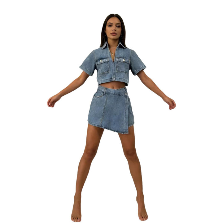Damer Crop-Top och Mini kjol Set i avslappnad stil Mirla-Eva Jonsson