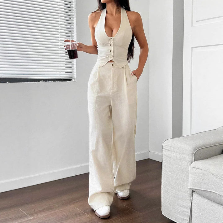 Damer Crop-Top och Vida Byxor Ensemble Eva Jonsson-Eva Jonsson