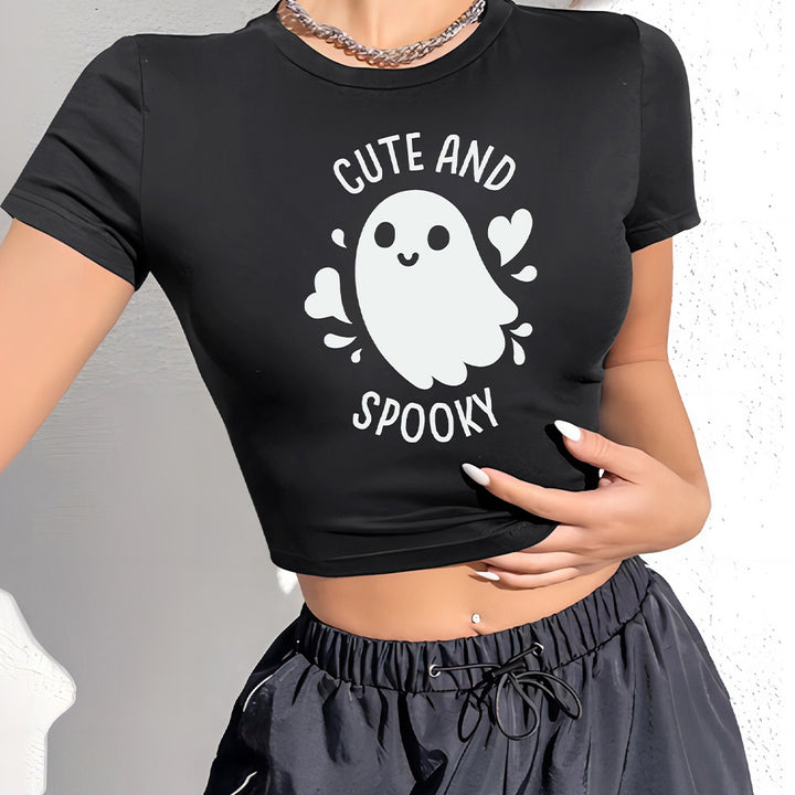 Damer Crop-shirt med lekfullt spökmotiv Mirla-Eva Jonsson