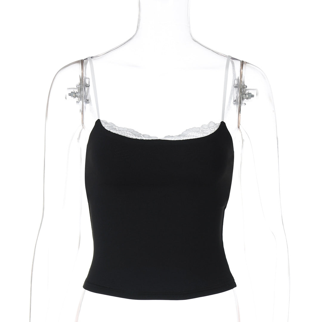 Damer Crop-top med delikat spetskant och smala band Mirla-Eva Jonsson