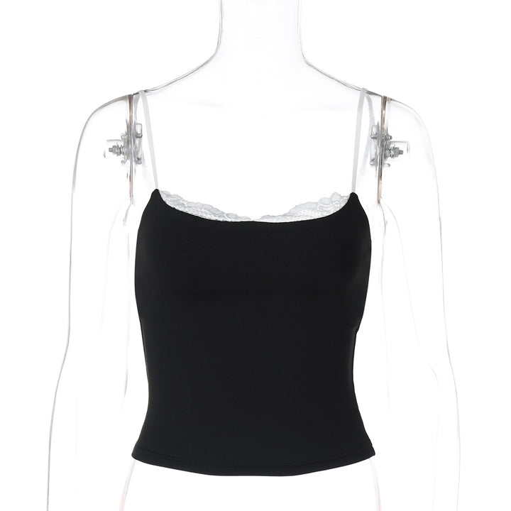 Damer Crop-top med delikat spetskant och smala band Mirla-Eva Jonsson