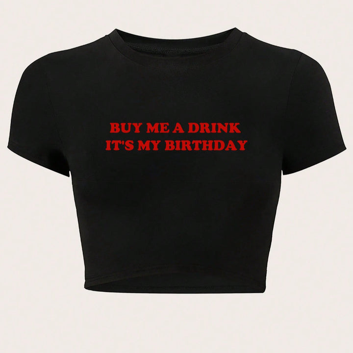Damer Crop-top med humoristiskt statementtryck Mirla-Eva Jonsson
