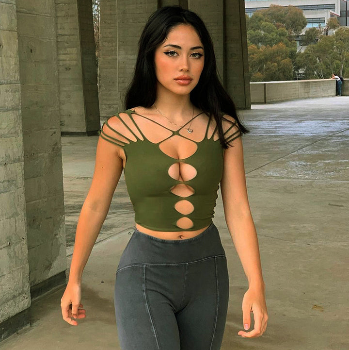 Damer Crop-top med kreativa cut-out-detaljer och stiliga band Mirla-Eva Jonsson
