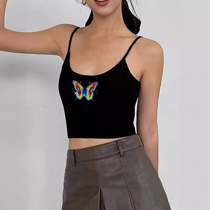 Damer Crop-top med motiverande uttalande tryck och fina spaghetti band Mirla-Eva Jonsson