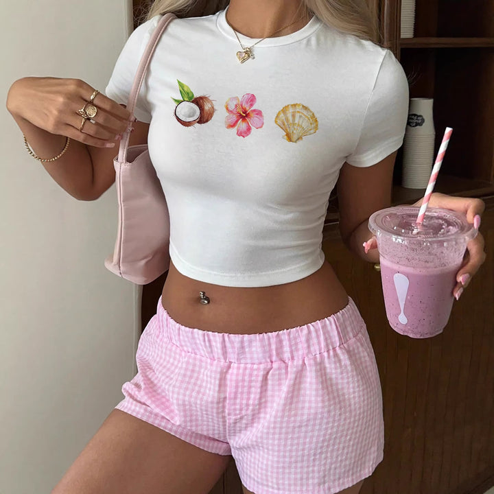 Damer Crop-top med somrigt motiv Mirla-Eva Jonsson