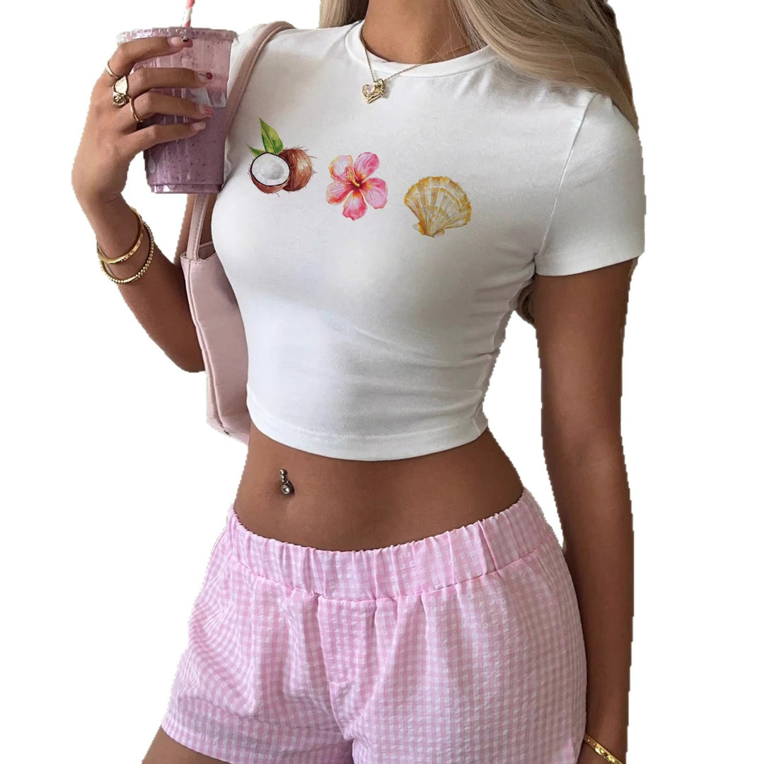 Damer Crop-top med somrigt motiv Mirla-Eva Jonsson
