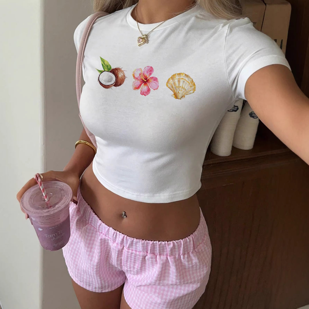 Damer Crop-top med somrigt motiv Mirla-Eva Jonsson