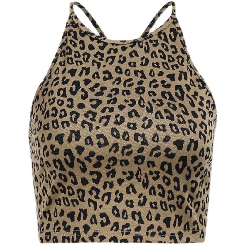 Damer Crop-top med trendigt leopardmönster och smala band Mirla-Eva Jonsson