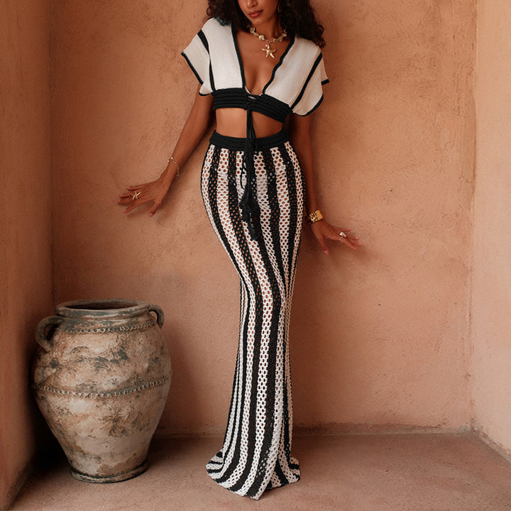 Damer Crop-top och elegant Palazzo-byxa Set Mirla-Eva Jonsson
