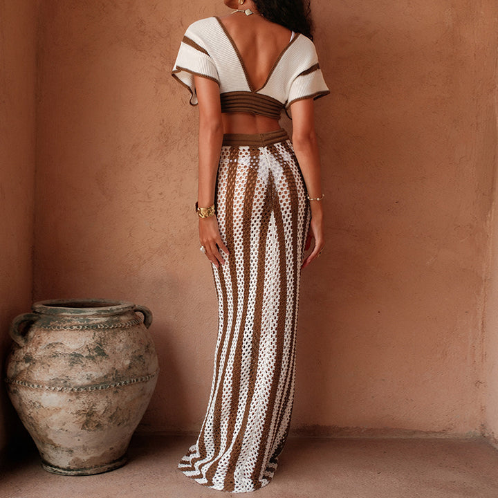 Damer Crop-top och elegant Palazzo-byxa Set Mirla-Eva Jonsson