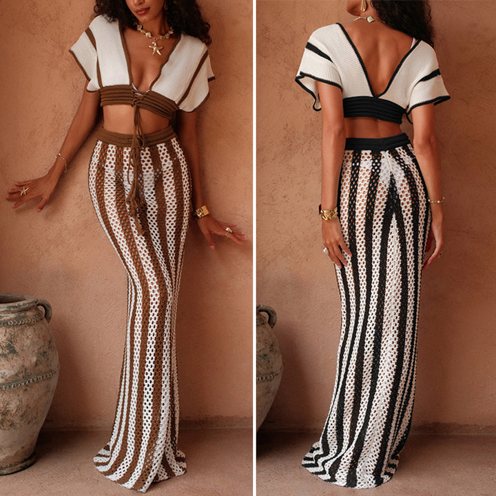 Damer Crop-top och elegant Palazzo-byxa Set Mirla-Eva Jonsson