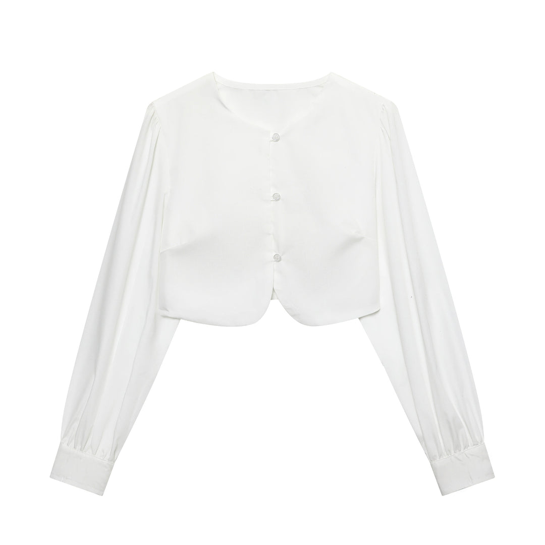 Damer Cropped Blus med Puffärmar Mirla-Eva Jonsson