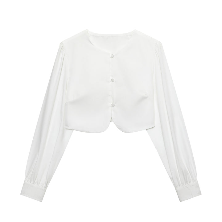 Damer Cropped Blus med Puffärmar Mirla-Eva Jonsson