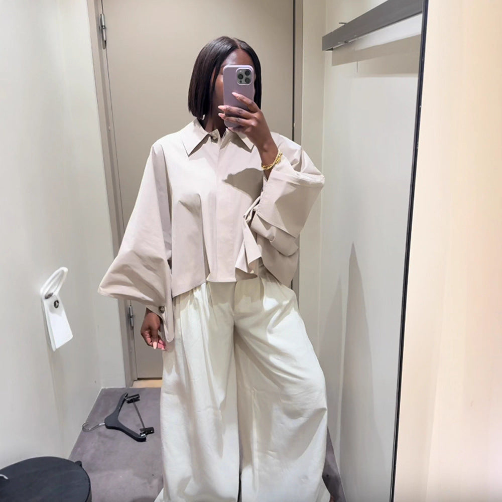 Damer Cropped Blus med voluminösa ärmar Mirla-Eva Jonsson