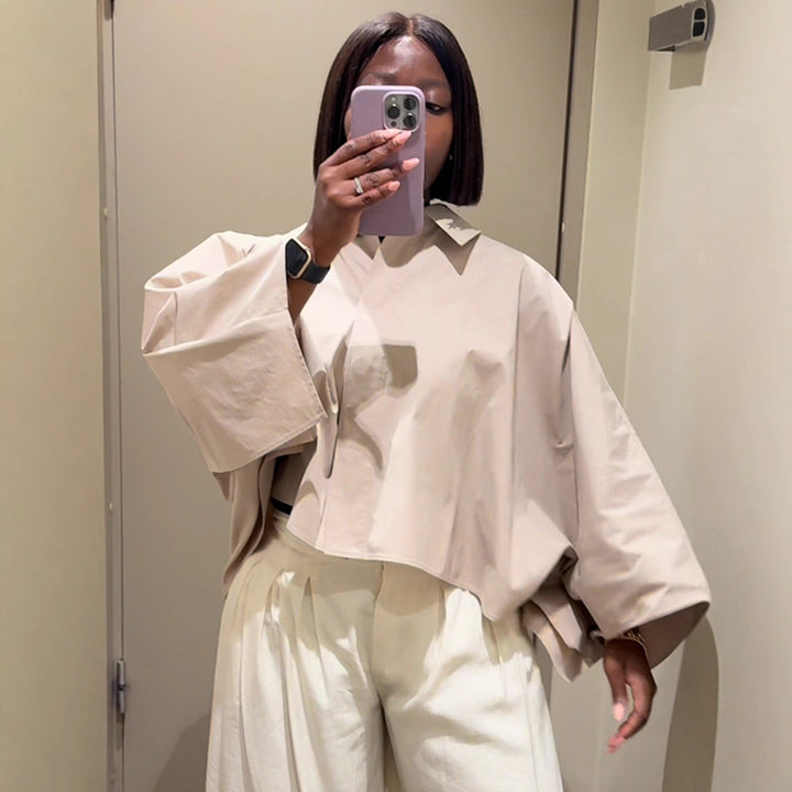 Damer Cropped Blus med voluminösa ärmar Mirla-Eva Jonsson
