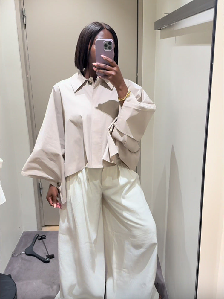Damer Cropped Blus med voluminösa ärmar Mirla-Eva Jonsson