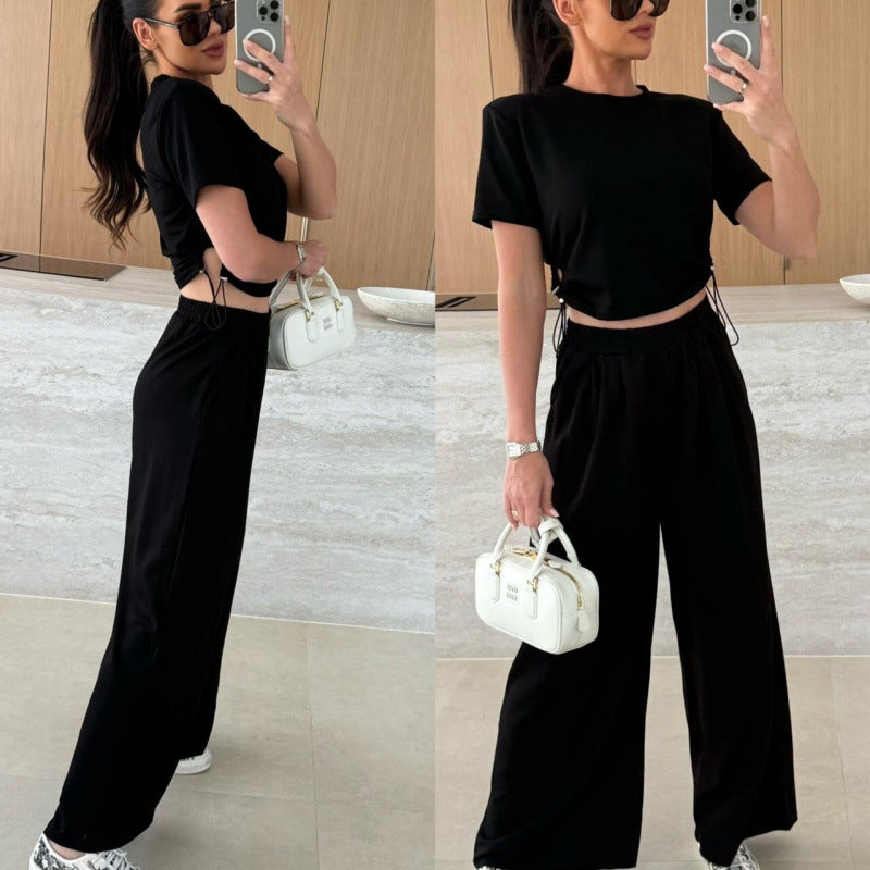 Damer Cropped Drawstring Lounge Set Eva Jonsson-Eva Jonsson