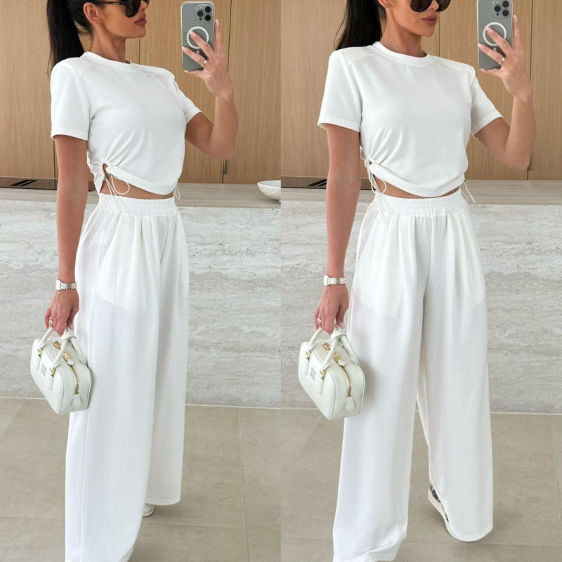 Damer Cropped Drawstring Lounge Set Eva Jonsson-Eva Jonsson