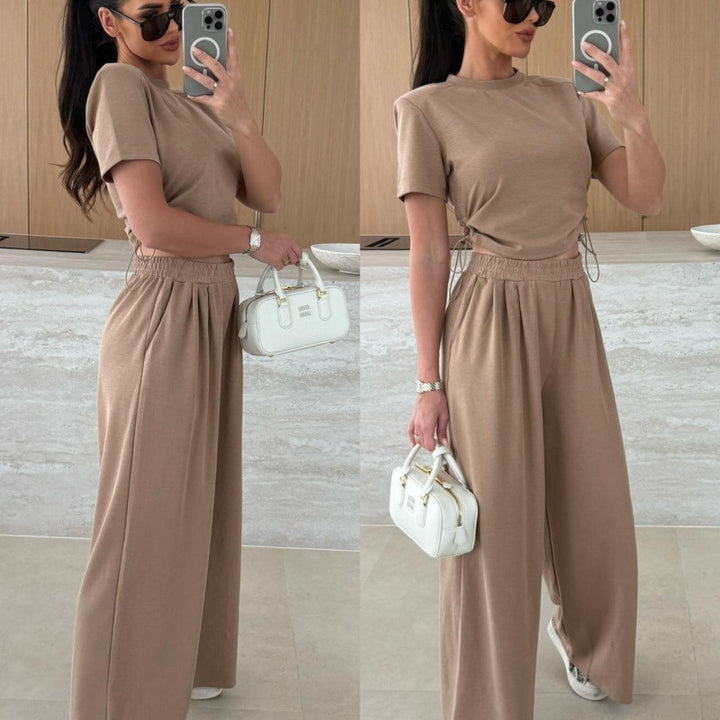 Damer Cropped Drawstring Lounge Set Eva Jonsson-Eva Jonsson