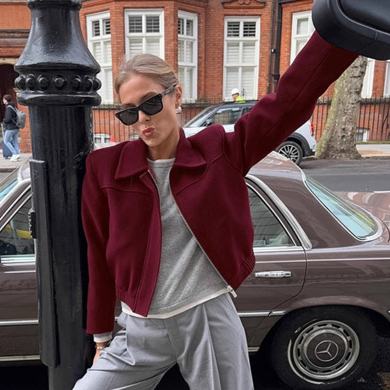 Damer Cropped Fleecejacka med Ståkrage och Dragkedja Eva Jonsson-Eva Jonsson