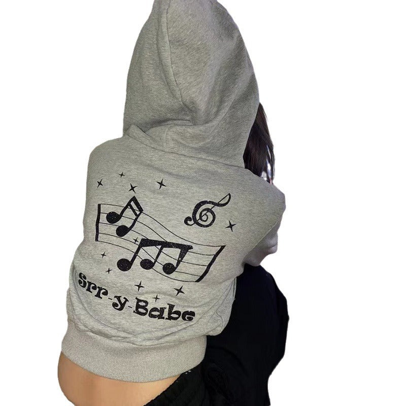 Damer Cropped Hoodie med Musikmotiv Mirla-Eva Jonsson