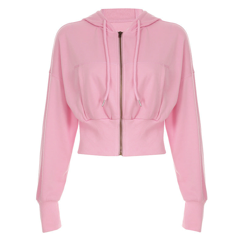 Damer Cropped Huva jacka med dragkedja och eleganta detaljer Mirla-Eva Jonsson