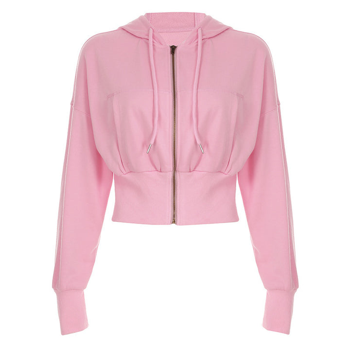 Damer Cropped Huva jacka med dragkedja och eleganta detaljer Mirla-Eva Jonsson