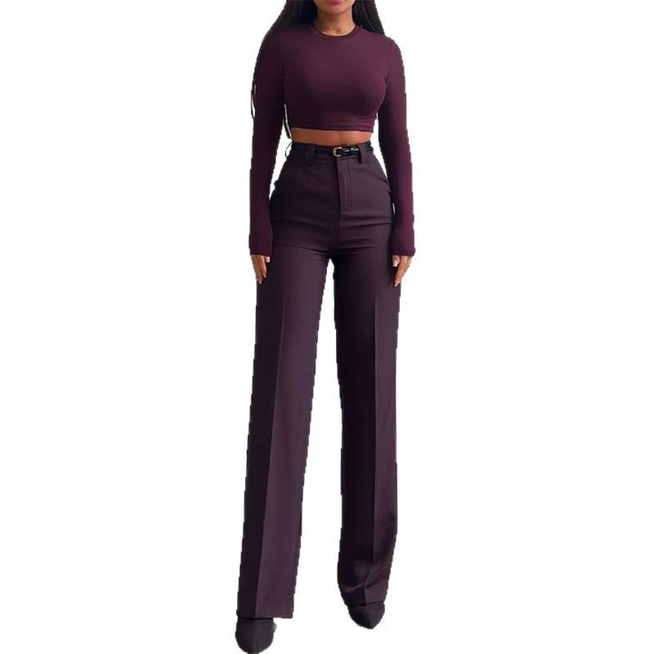 Damer Cropped Långärmad topp med vida byxor Mirla-Eva Jonsson