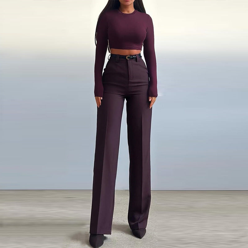 Damer Cropped Långärmad topp med vida byxor Mirla-Eva Jonsson