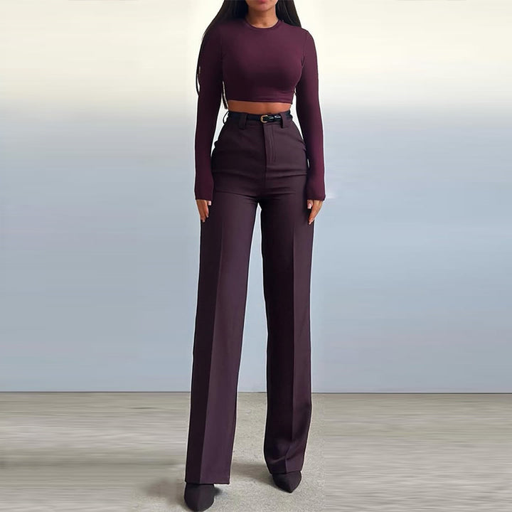 Damer Cropped Långärmad topp med vida byxor Mirla-Eva Jonsson