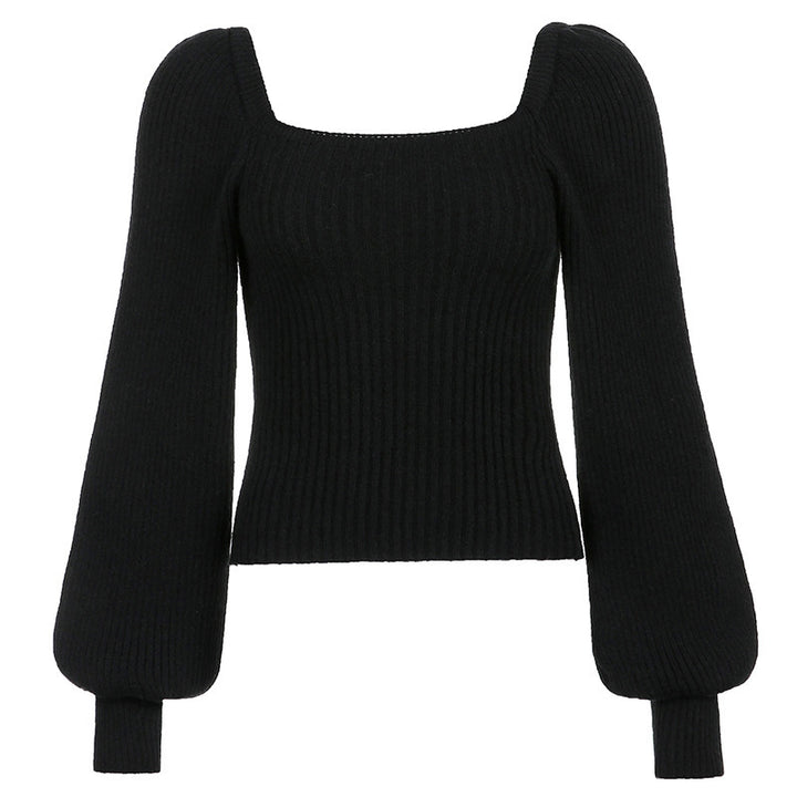 Damer Cropped Pullover med voluminösa ärmar och ribbad struktur Mirla-Eva Jonsson