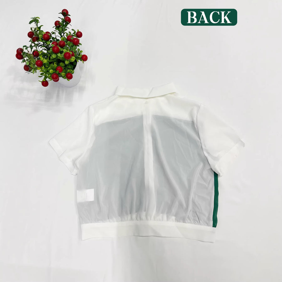 Damer Cropped Skjorta med elegant färgblockdesign Mirla-Eva Jonsson