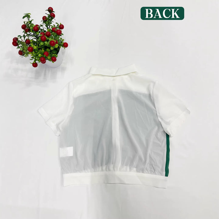Damer Cropped Skjorta med elegant färgblockdesign Mirla-Eva Jonsson