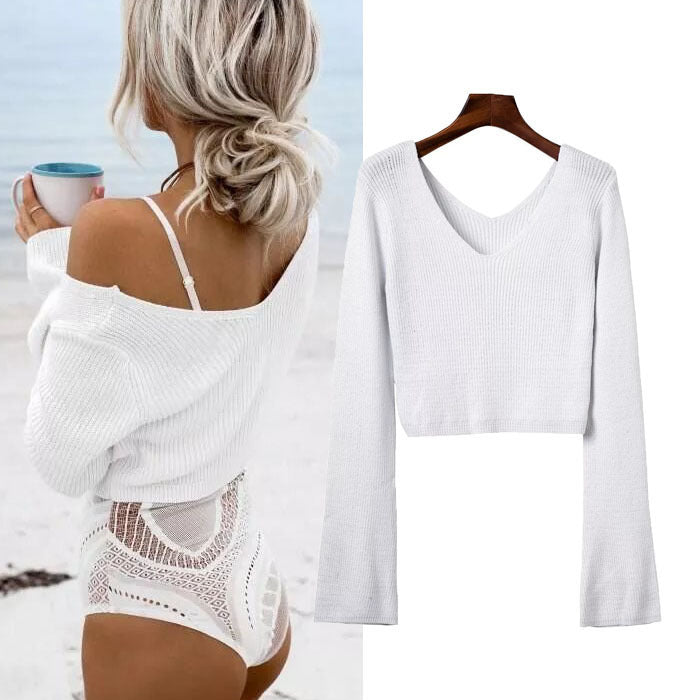 Damer Cropped Stickad tröja med asymmetrisk design och figurnära blyertskjol Mirla-Eva Jonsson