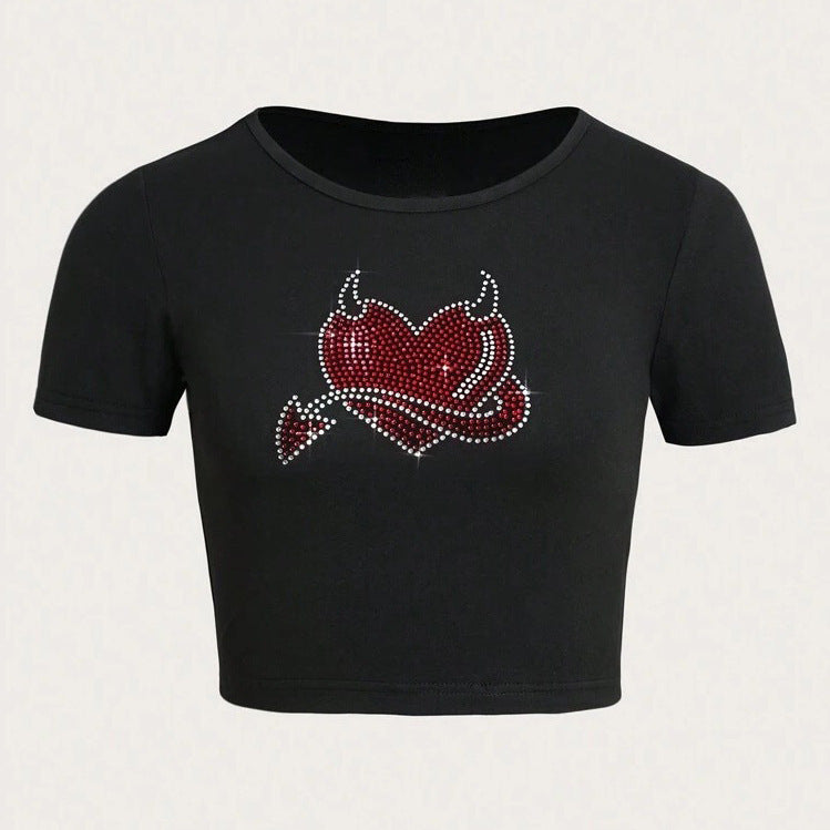 Damer Cropped T-Shirt med kreativt skelettdesign Mirla-Eva Jonsson