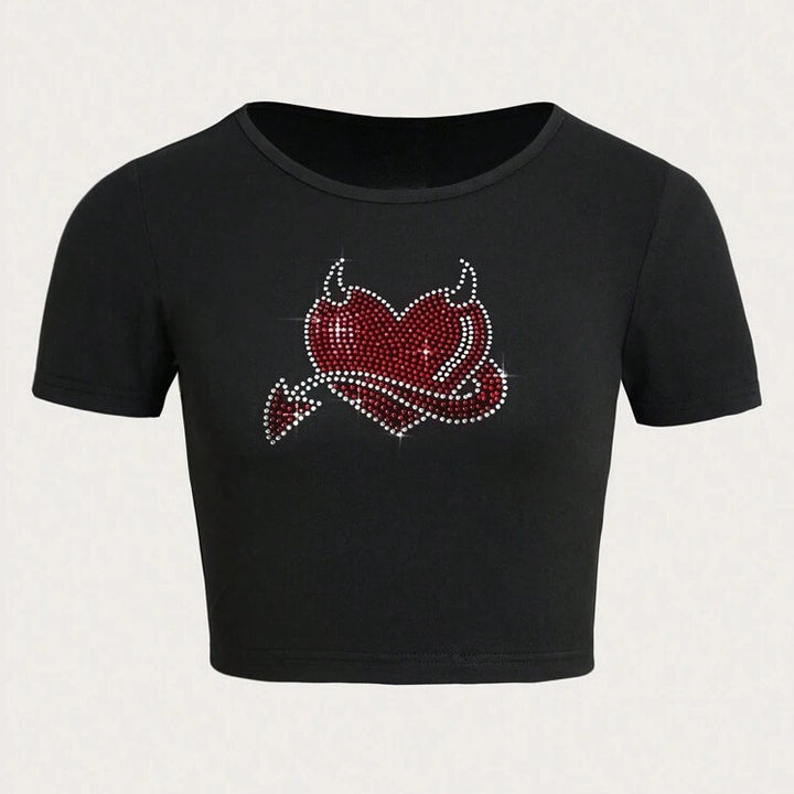 Damer Cropped T-Shirt med kreativt skelettdesign Mirla-Eva Jonsson