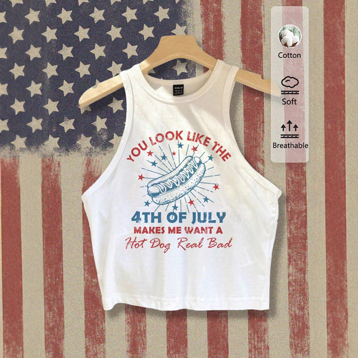 Damer Cropped Tanktop med kreativ text och livlig design Mirla-Eva Jonsson