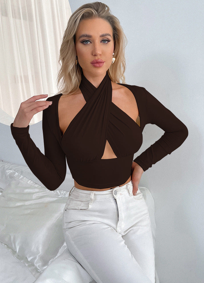 Damer Cropped Top med innovativt omslagdesign Mirla-Eva Jonsson