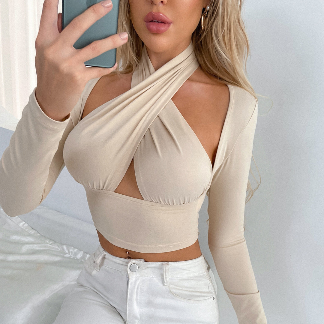 Damer Cropped Top med innovativt omslagdesign Mirla-Eva Jonsson