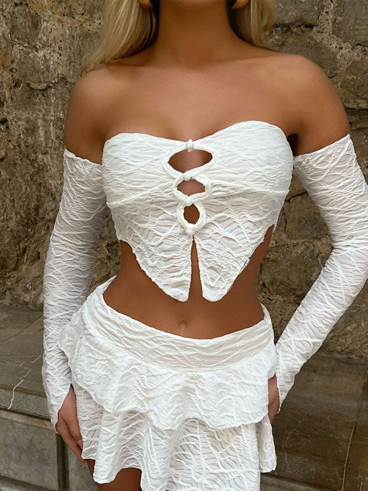 Damer Cropped Top med unikt knytande design och fina ärmar Mirla-Eva Jonsson