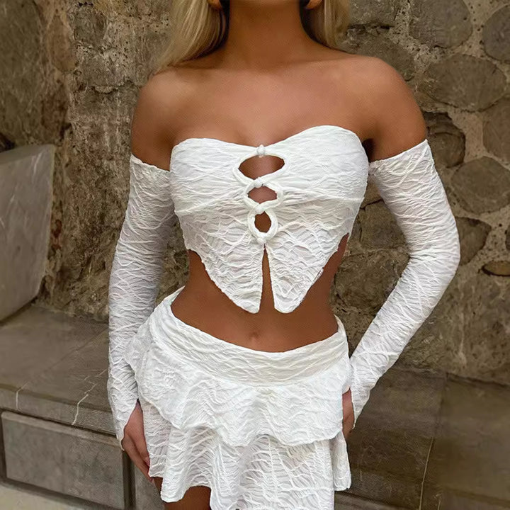 Damer Cropped Top med unikt knytande design och fina ärmar Mirla-Eva Jonsson
