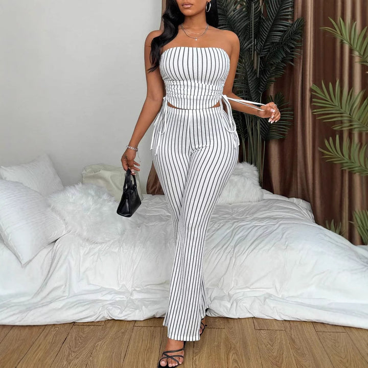 Damer Cropped Top och Flared Byxa Set Eva Jonsson-Eva Jonsson